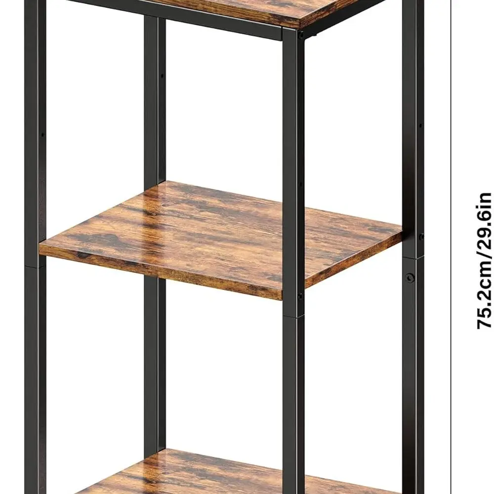 Compact 3-Tier Storage Side Table for Small Spaces, Rustic Brown Finish