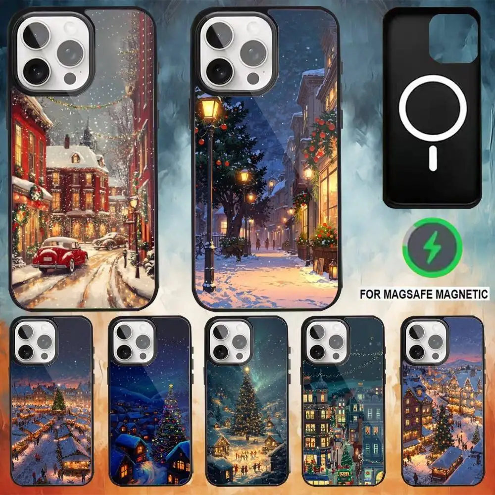 

Cute Winter Snow christmas Phone Case For iPhone17,16,15,14,13,12,11 Plus,Pro Max Magnetic For Magsafe Wireless Charging