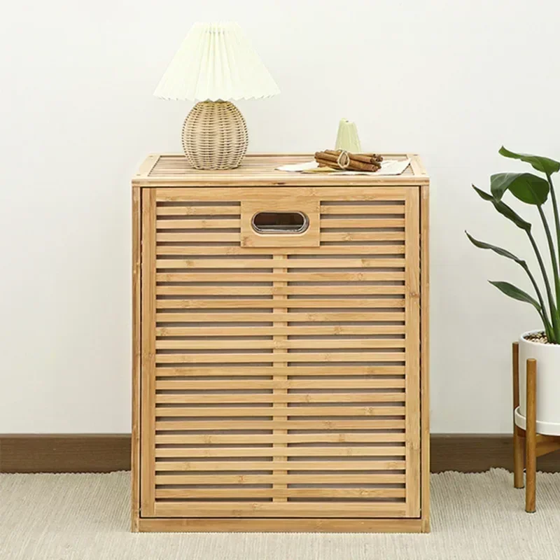 Simple and Modern Multi-Functional Bamboo Art Storage Cabinet Bedroom Bathroom Laundry Organizer Dirty Clothes Storage Basket