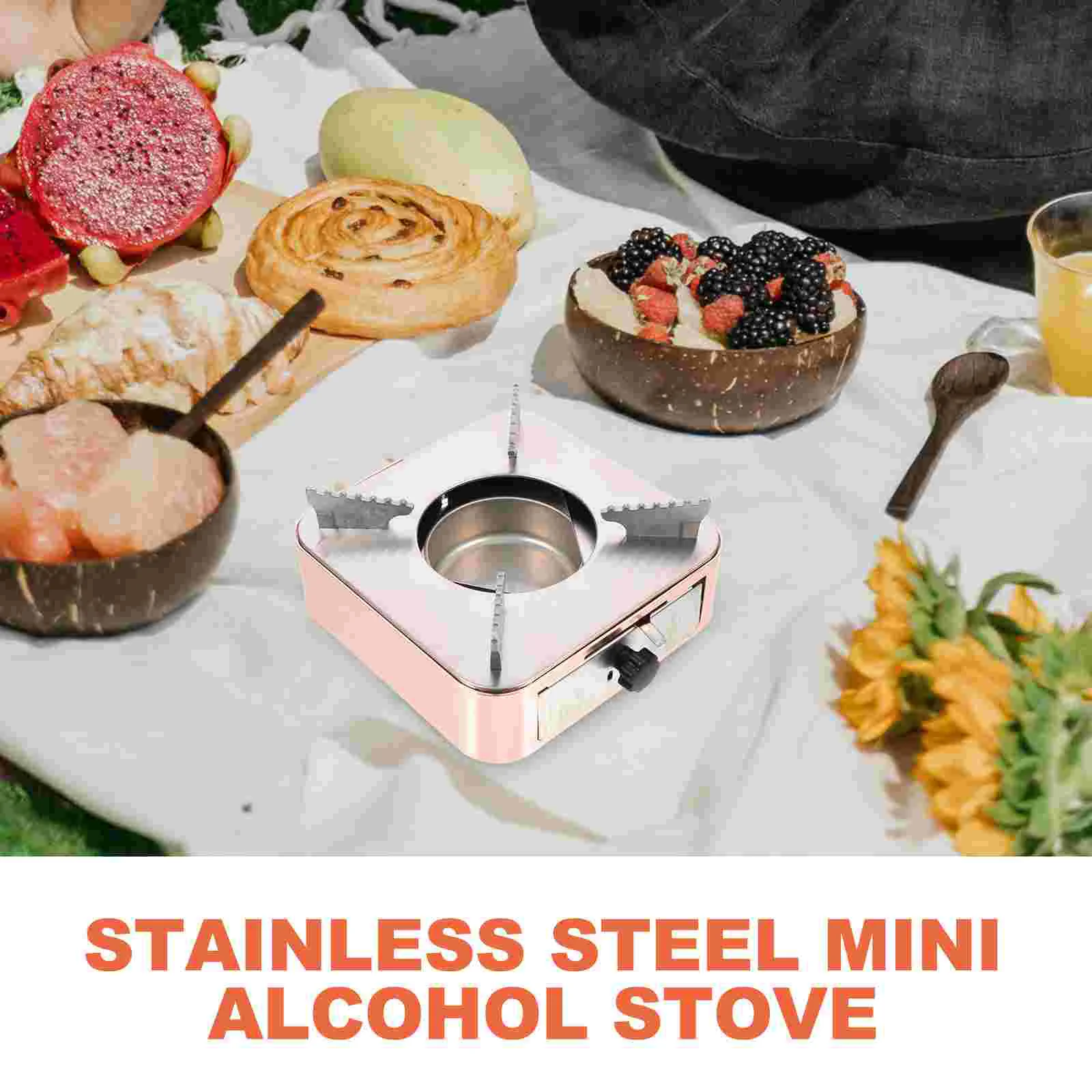 Camping Cookware Alcohol Stove Heating Tool Solid Mini Home Burner Potable Silver Hotpot Supply