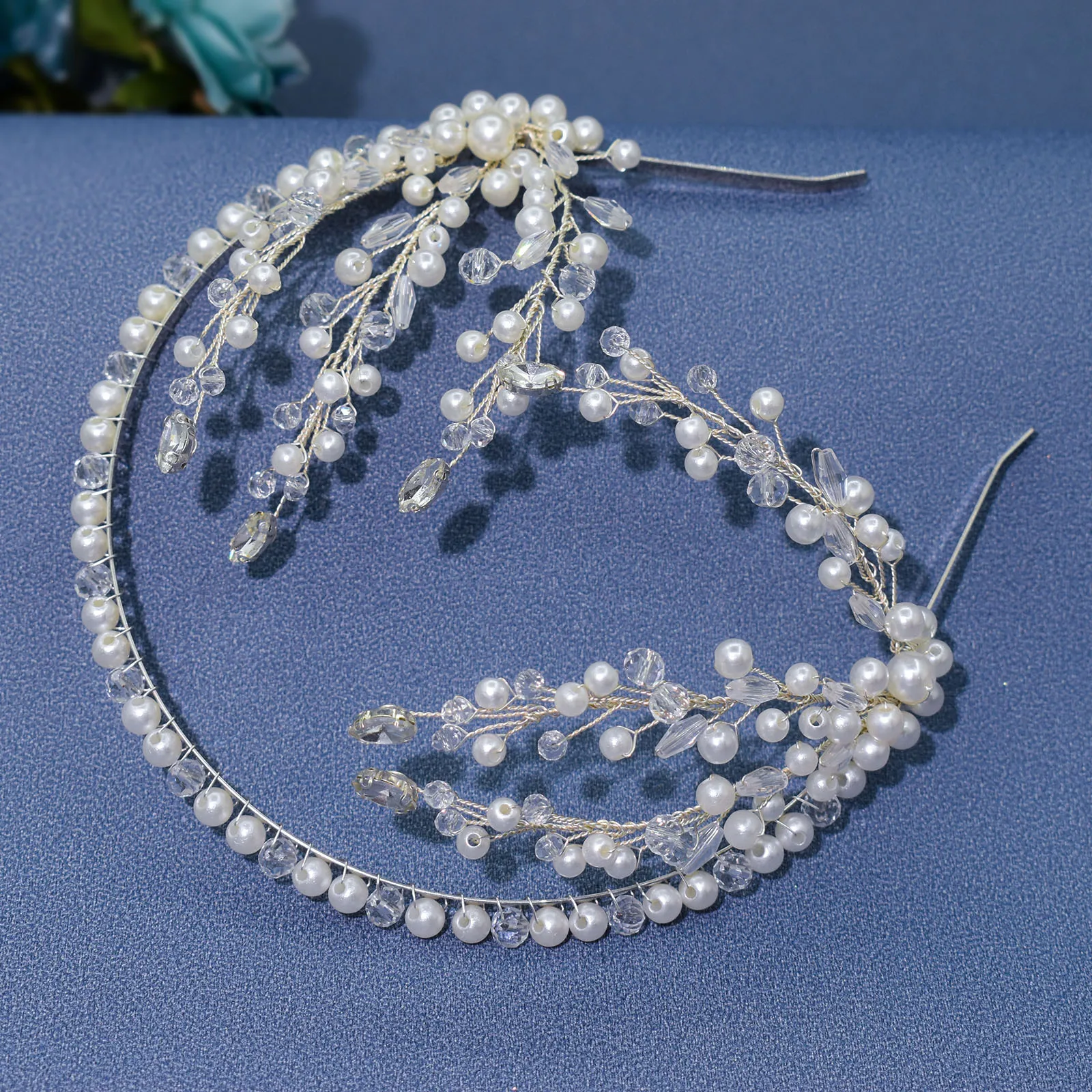 DZ067 Soft Bridal Hairband Fashion Pearl Crystal Wedding Hair Accessories Ventage Bridal Headband Jewelly Tiaras Twisted  Bead