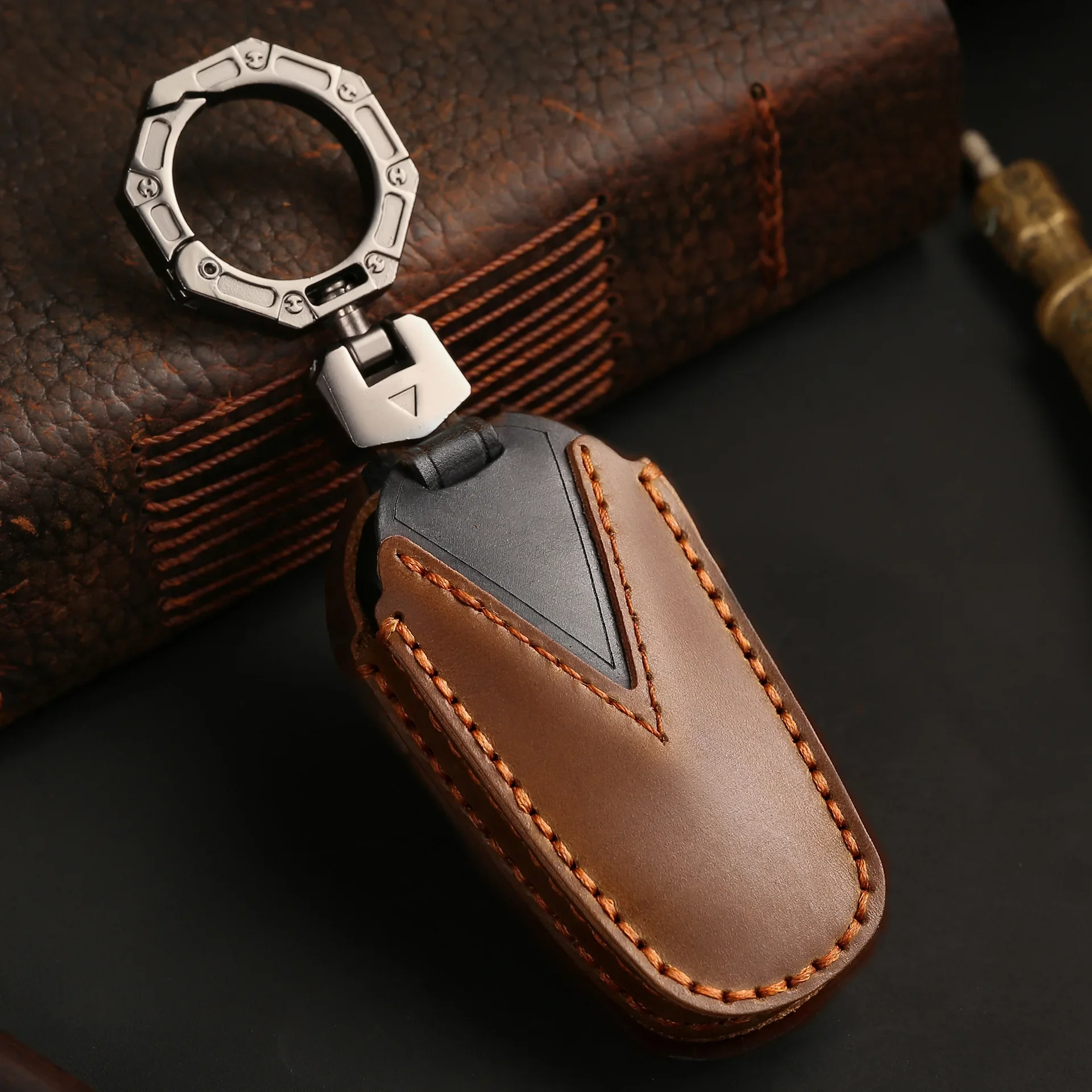 Leather Car Key Cover for Geely Atlas Boyue NL3 EX7 SUV GT GC9 Emgrand X7 Borui Keyring Shell