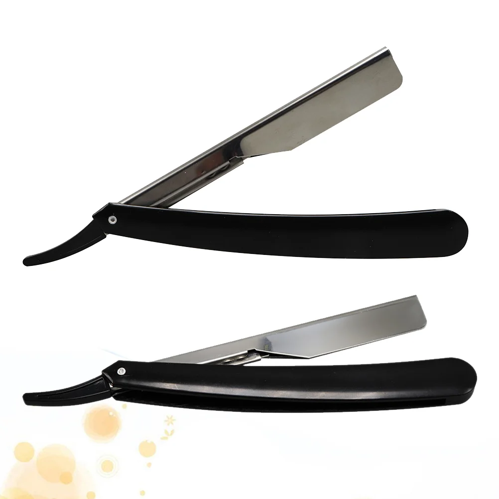2pcs Straight Shaving Razor Razors Shaving Razor Manual Beard Barber Tool (Black) manual razor manual razor for men
