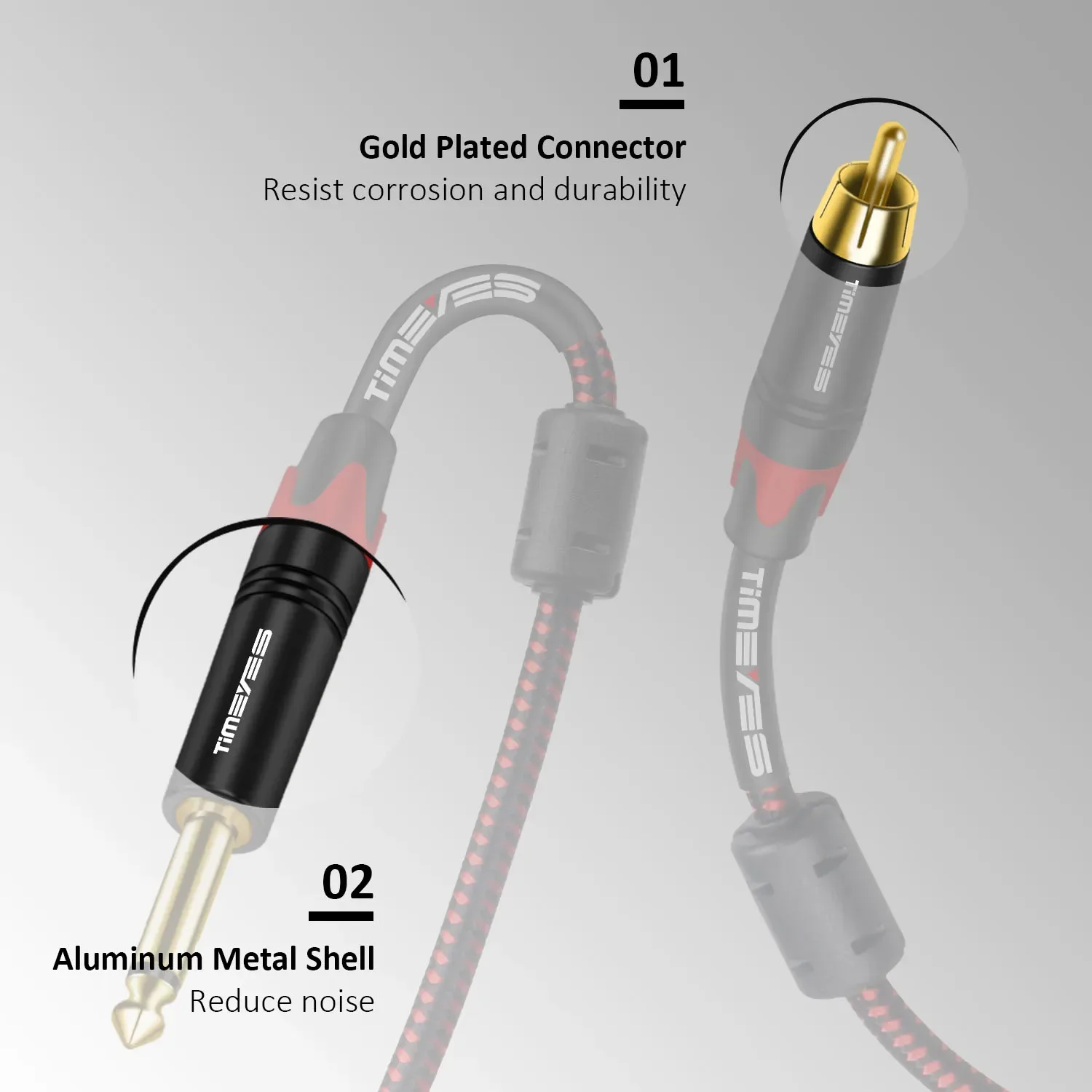 Pack 2 RCA To 1/4 Inch Cable 2 RCA To 2 6.35mm TS Male To Male Stereo Audio for Tablet Amplifier Smartphone Music Player Speaker