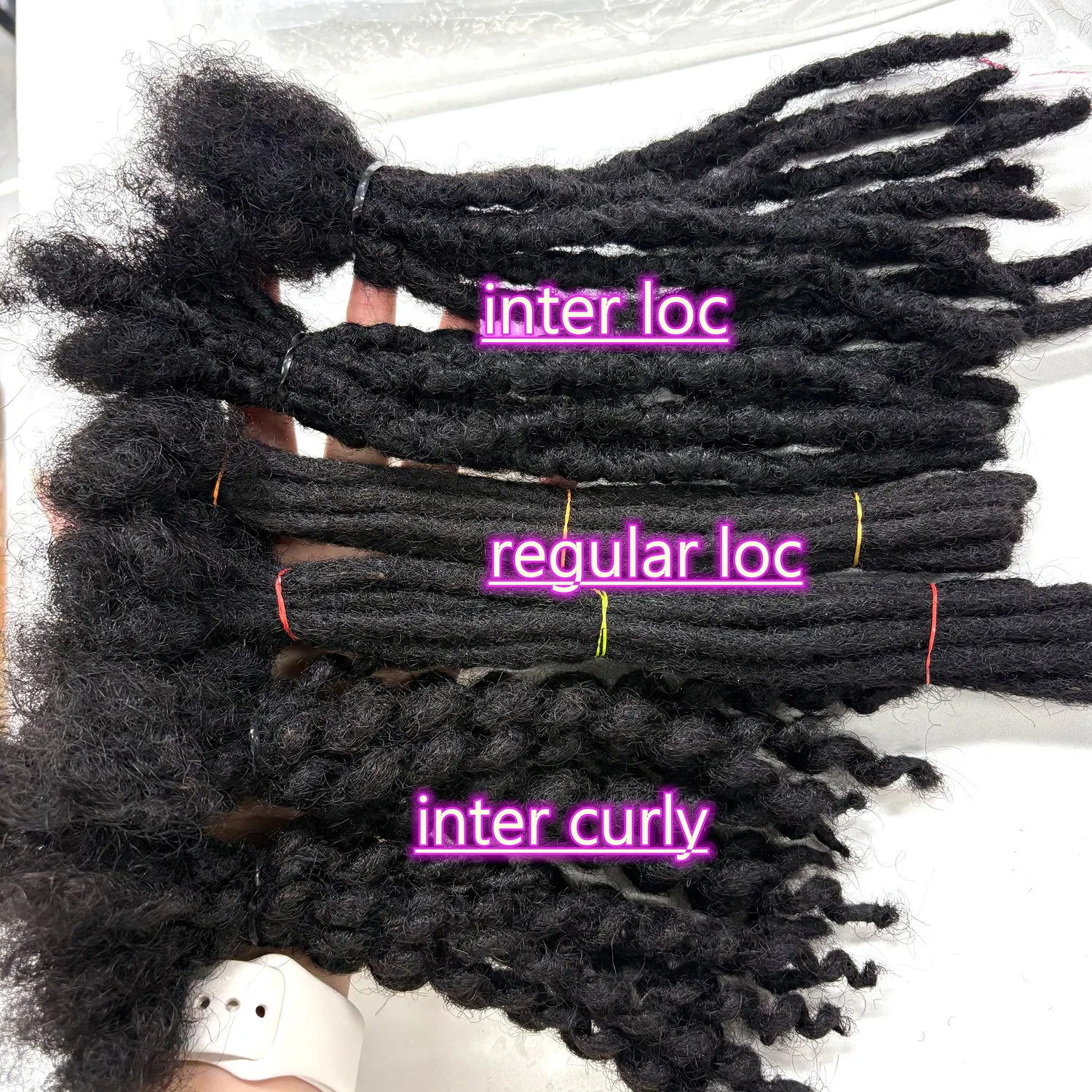 0.6cm Natural 100% Human Hair Loc Extensions 6-10 Inch Full Handmade Permanent Inter Curly Dreadlock Extensions for Men/Women