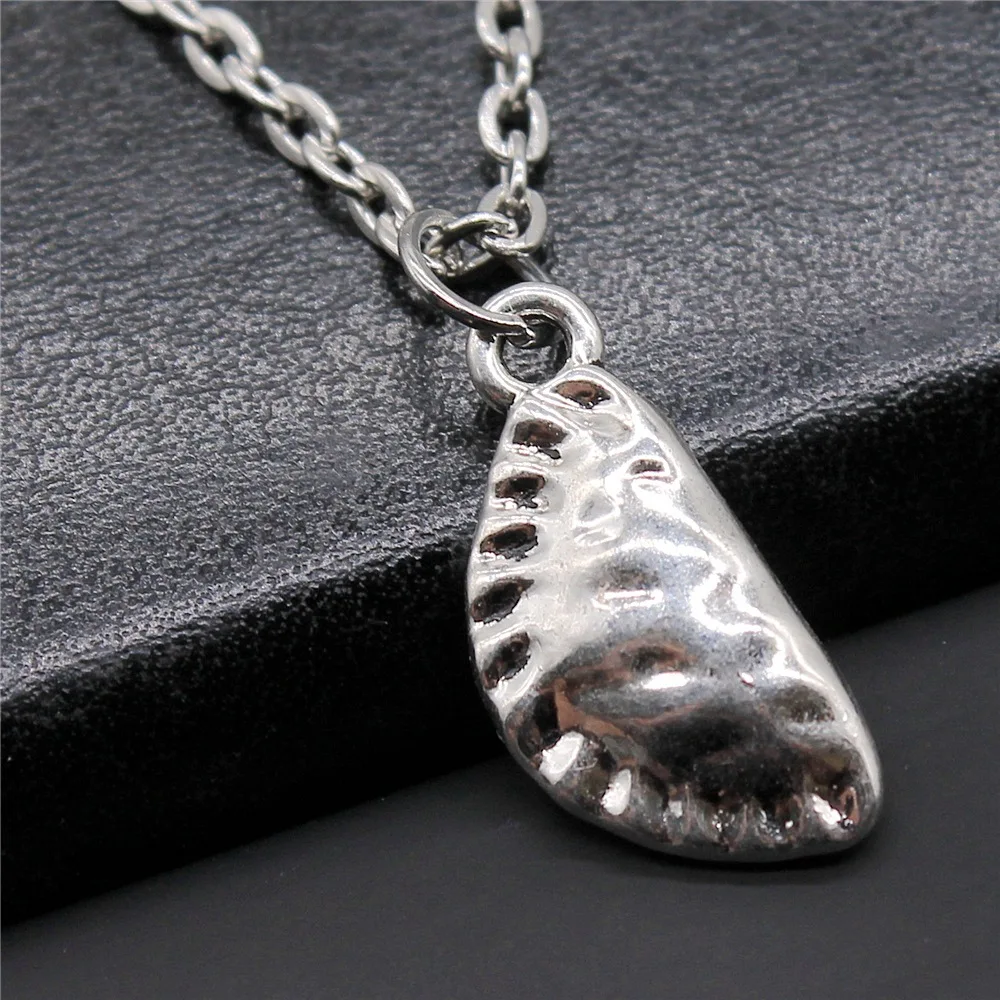 Fashion Simple Vintage Antique Silver Color 10x22mm Dumplings Pendant Necklace For Women