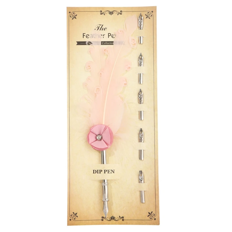 Retro Writing Quill Dip Pen Replaceable Fountain Pen Set for Beginners