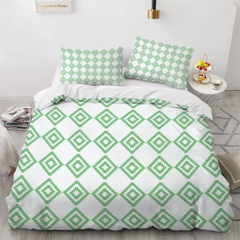 Geometry Duvet Cover Set Simple Circles Grid Pattern Comforter Cover Microfiber Geometric Shape Bedding Set for Boys Adult Gift