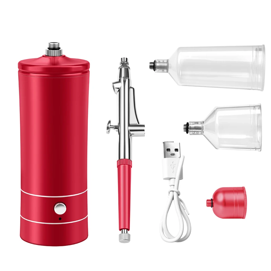 Airbrush Kit with Compressor, Handheld Air Brush Gun with 0.3mm Tip, Rechargeable Portable Air Brush for Painting, Nail Art, Model Coloring