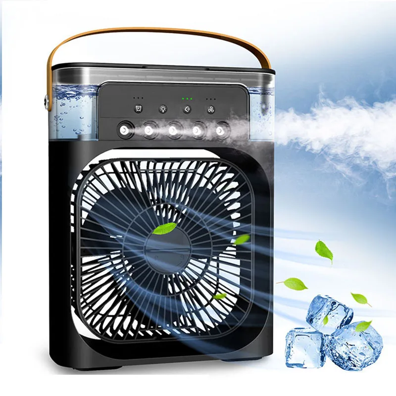 

Mini 3 In 1 Humidifier Portable Small 7 Colors Led Light 1/2/3 H Timer 3 Spray Modes Misting Air Fan Circulator Conditioner