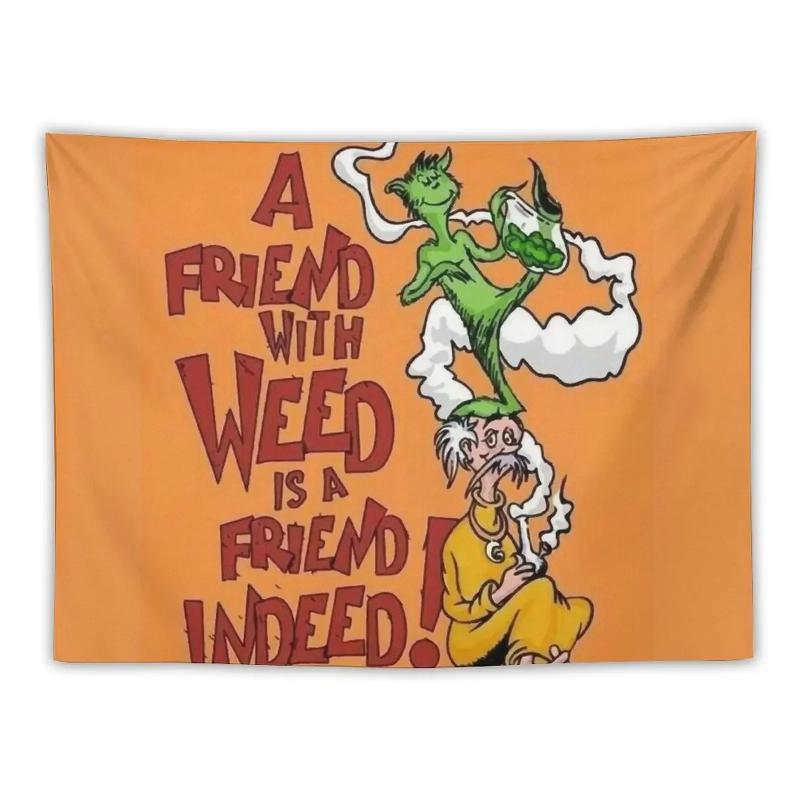 Retro Orange Friend who Smoke is what you need Tapestry Aesthetic Room Decoration Wall Decoration Items Tapestry