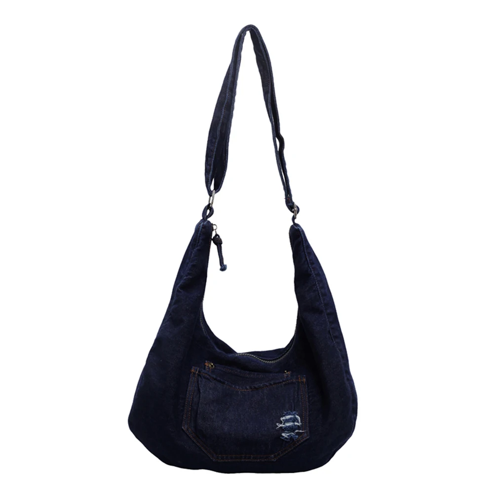 

Denim Shoulder Bag for Women Men Adjustable Strap Casual Tote Bag Large Capacity Satchel Purse Commuter Travel Bag