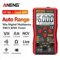 ANENG M118A Digital Mini Multimeter Tester Auto Mmultimetro True Rms Tranistor Meter with NCV Data Hold 6000counts Flashlight