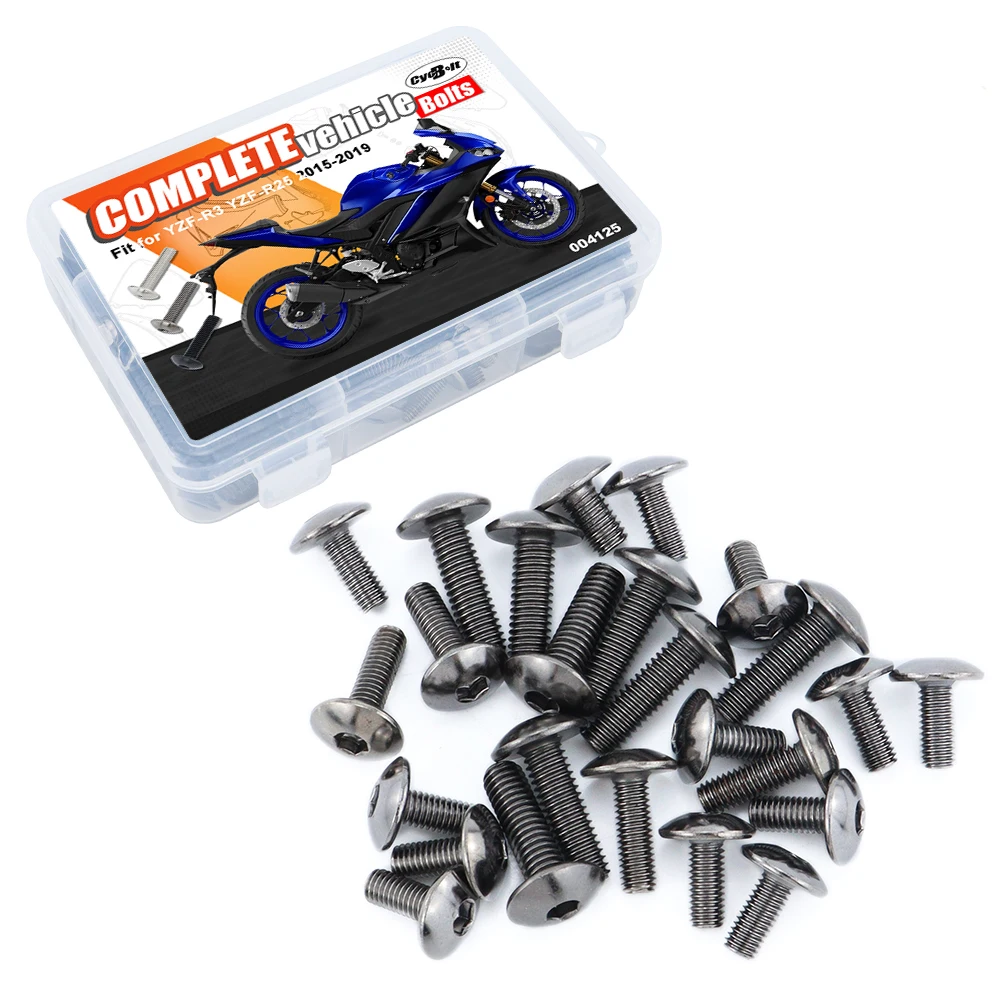 

Fit For Yamaha YZF-R3 YZF-R25 2015-2019 YZF R25 R3 Motorcycle Complete Full Fairing Bolts Kit Fairing CIips Nuts Screws Grommets