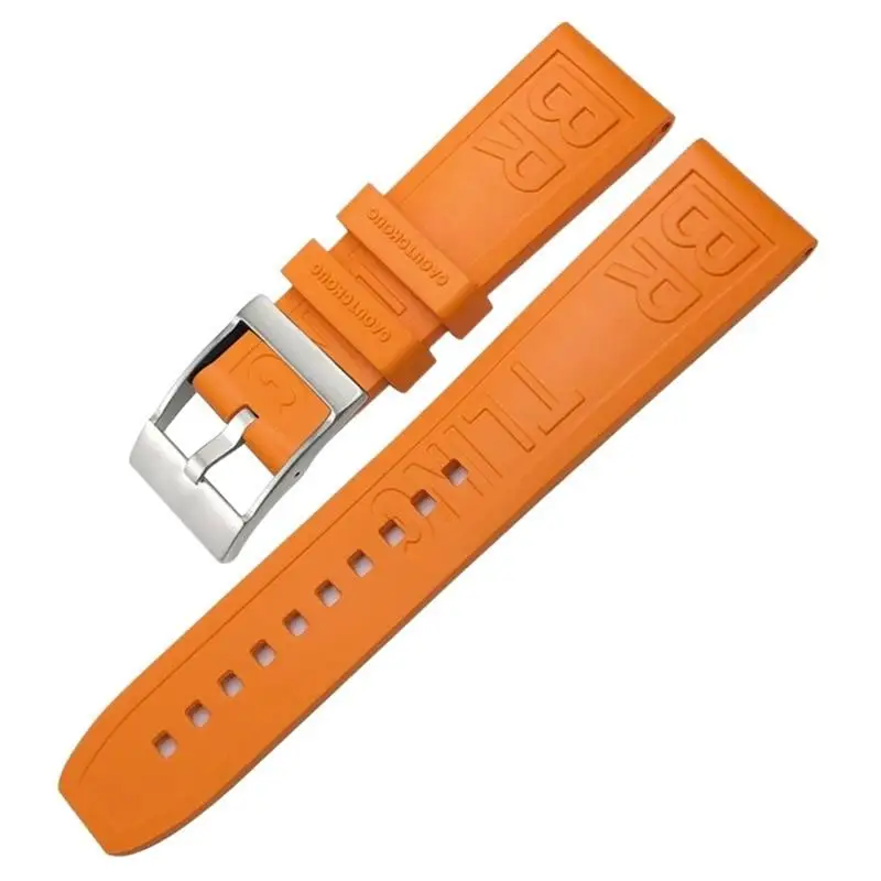 

SCHIK 20mm 22mm 24mm Red Orange Black Fluoro Rubber WatchBand Fit For Breitling Strap For Superocean/Navitimer/Avenger Bracelet