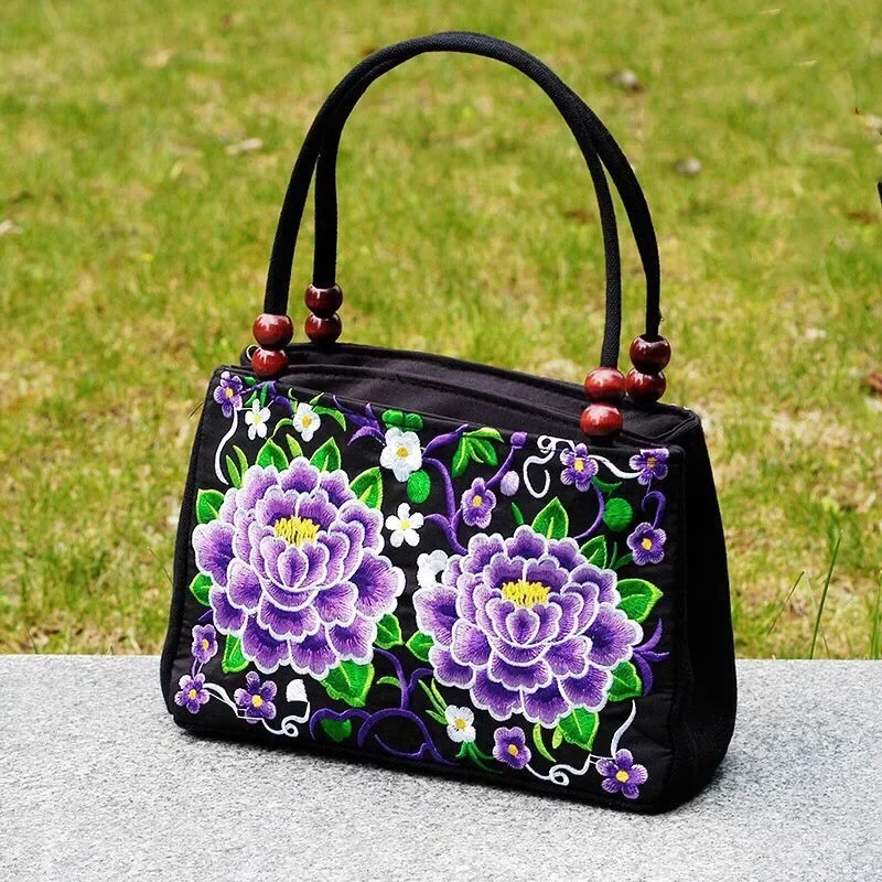 Fashion All-match 2024 New Girl Ethnic Style Embroidered Canvas Ladies Handbag Multifunction Mochila Mujer Sac A Dos