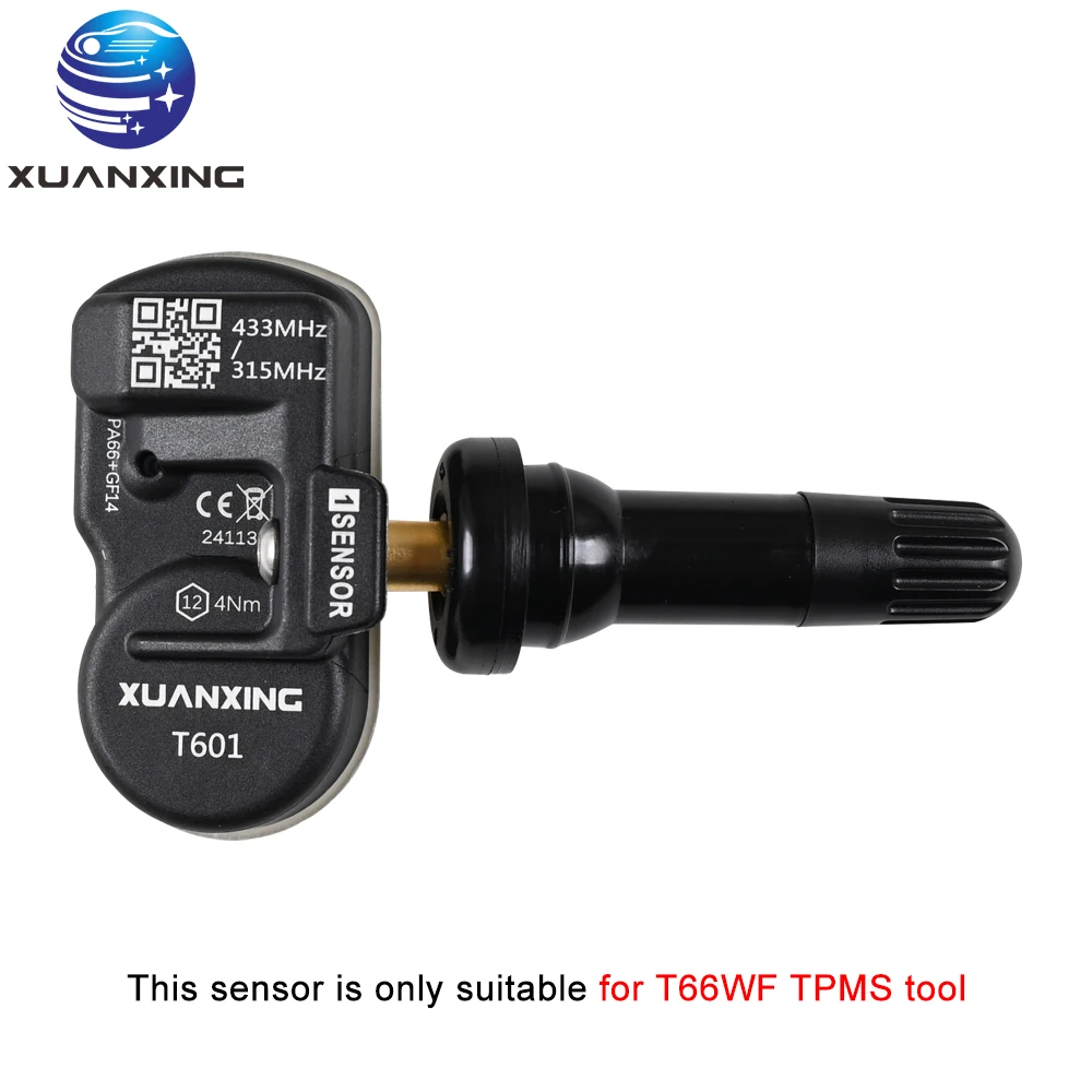 XUANXING T601 MX-Sensor Programmable Tire Pressure Sensor Universal 2in1 433/315Mhz Metal Rubber For T66