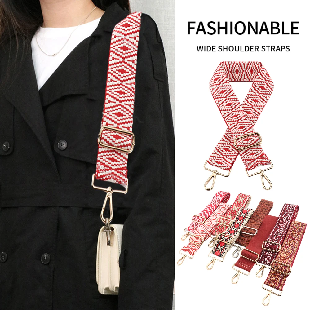 

Shoulder Belt Red Series 5cm Width Jacquard Weave Expansion Band Adjustable Part Colorful Fashionable New Replacement Strap Bag