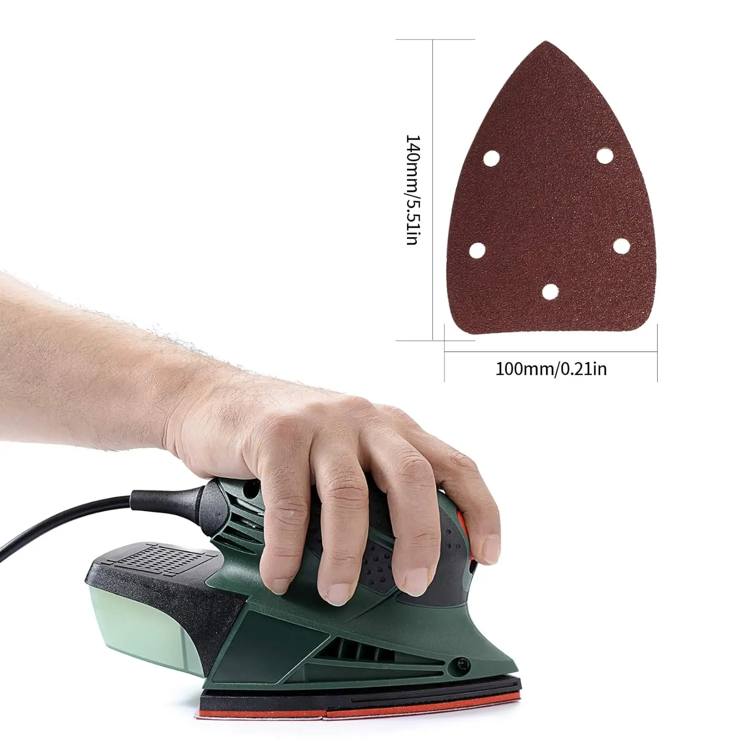 60 Pieces Sanding Discs Pads, 5 Holes Hook and Loop Sandpaper, Triangle Sanding, 40/80/120/180/240/320 Grits Assorted Sandpaper