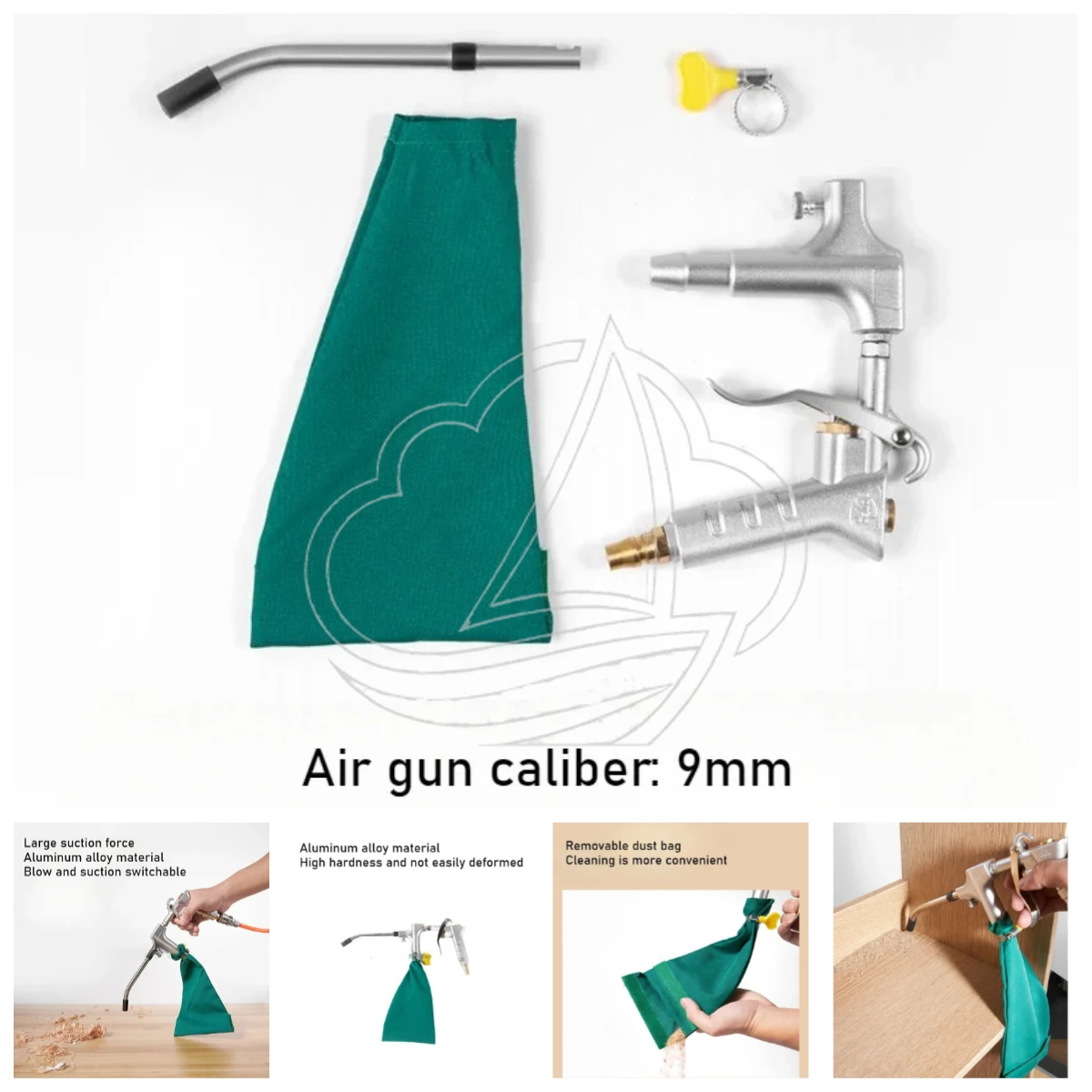 High Suction Dual-Purpose Vacuum Gun, New Aluminum Alloy Handheld Air Gun, Fast Dust Debris Removal Cleaning Tool