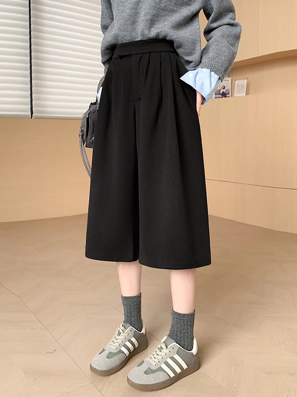 Wełniane spodnie z szerokimi nogawkami, długość 7/8, jesień-zima, nowa moda, proste spodnie typu bootcut, damskie, codzienne, z wysokim stanem, elastyczne...