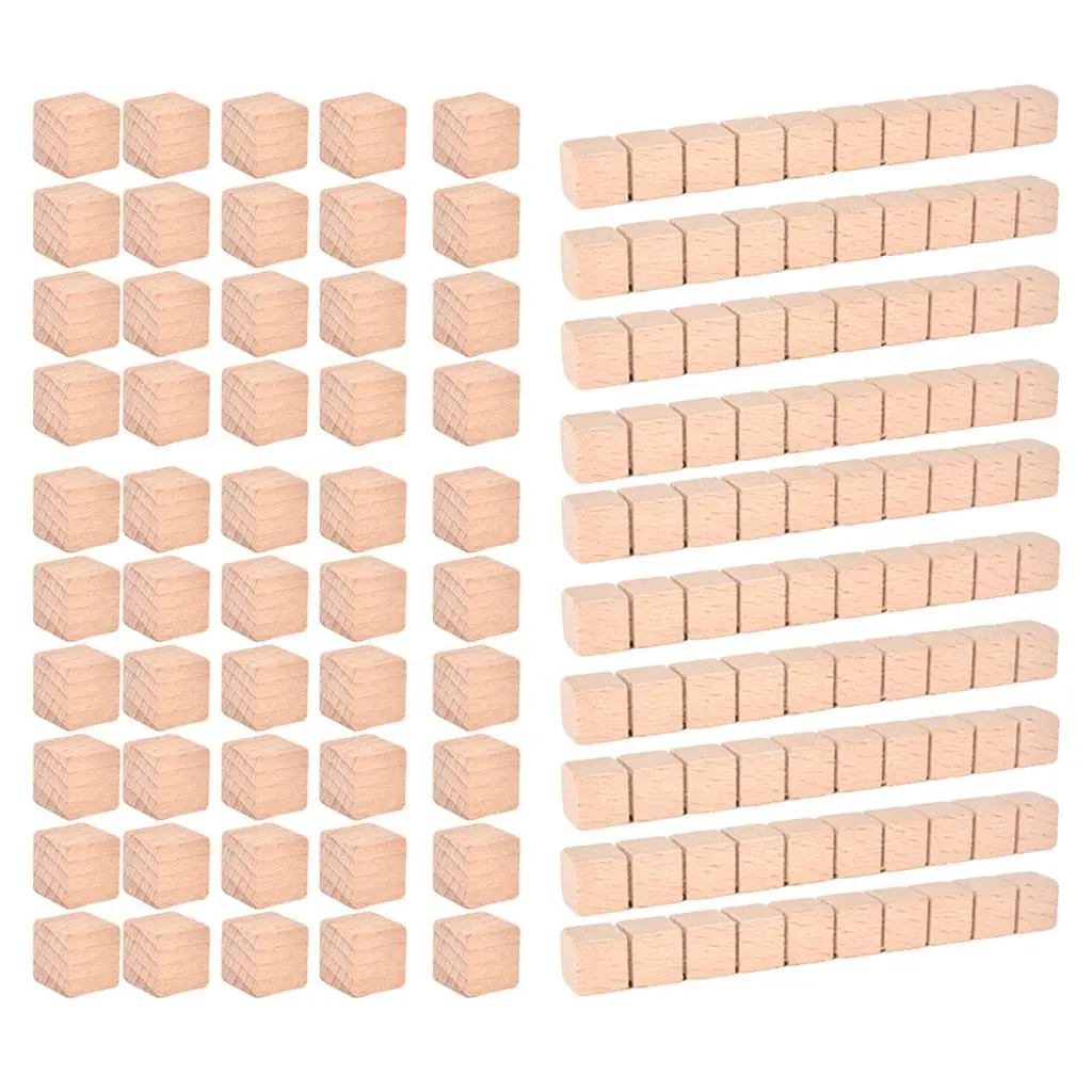 Wooden Montessori Math Toys Base Ten Blocks Counting Squares Educational Puzzle Set for Kids Home or School