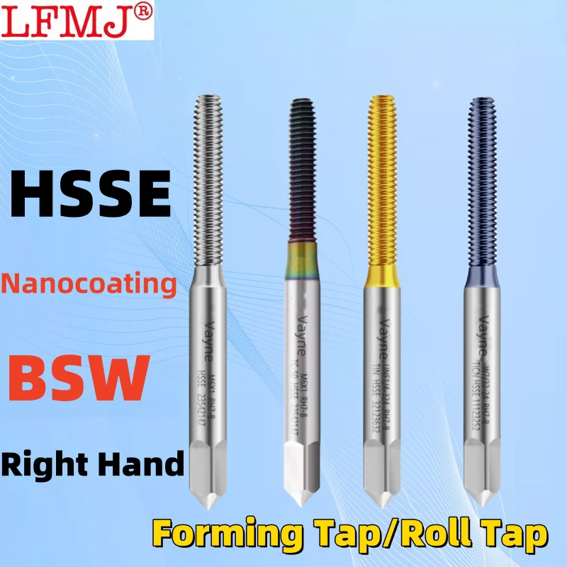 1PCS HSSE British nanocoating Forming /Roll Tap BSW 1/8 5/32 3/16 7/32 1/4 5/16 3/8 1/2 Fine Screw Thread Tap Right Hand