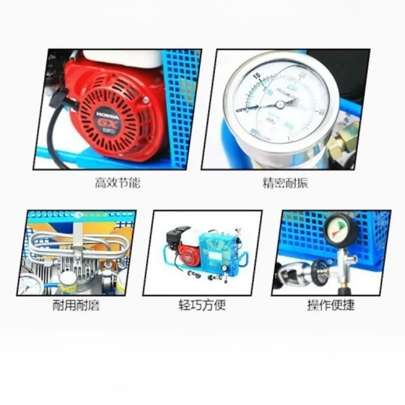 Portable High Pressure 100L/min Mini Engine Air Compressor for Diving Breathing Cylinder Filling Air Pump