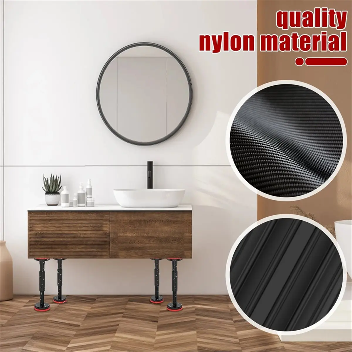 2Pcs 18-53 Telescopic Support Rod Nylon Cabinet Adjustable Pole, 200kg Capacity High Hardness Sink Support Bracket
