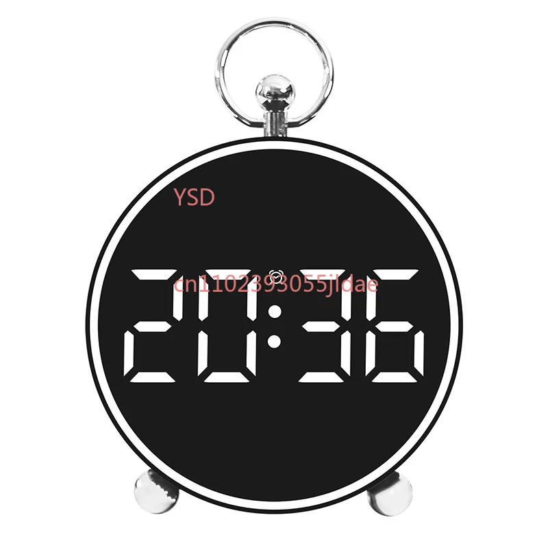 Round LED Digital Alarm Clock, Desk Clock with Temperature Display for Bedroom