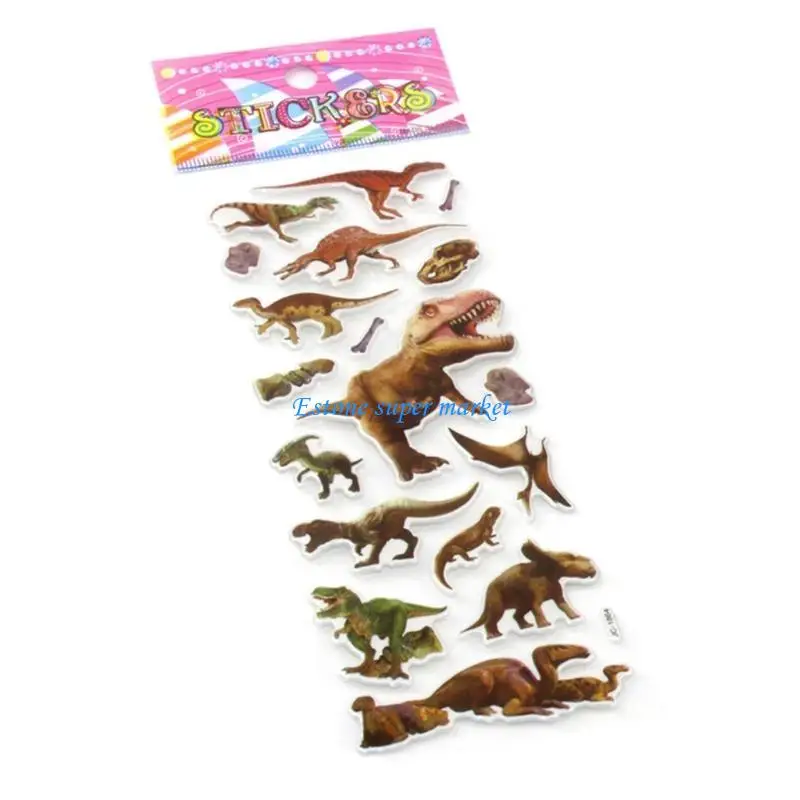 090B Lovely Stickers Dinosaur Theme Self-Adhesive Easy Peal Off for Scrapbooks