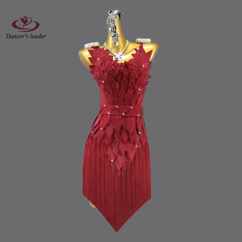 

Latin dance Dress High end Customized Flame Branch with Diamond Chacha Tango Women's Stage Professional Clothing