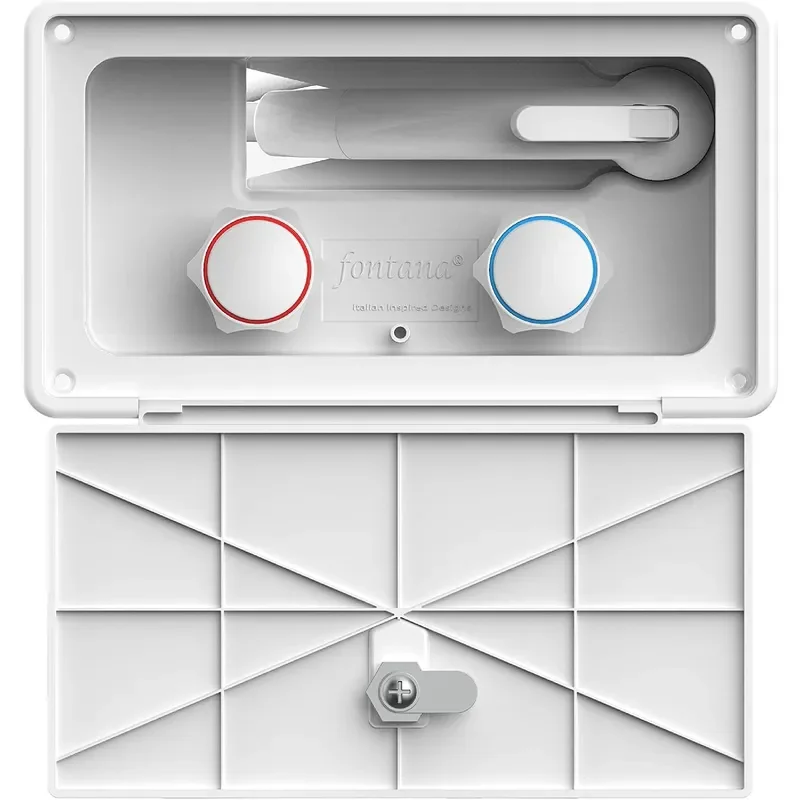 Fontana RV Exterior Shower Box Kit White Shower with Locking Door