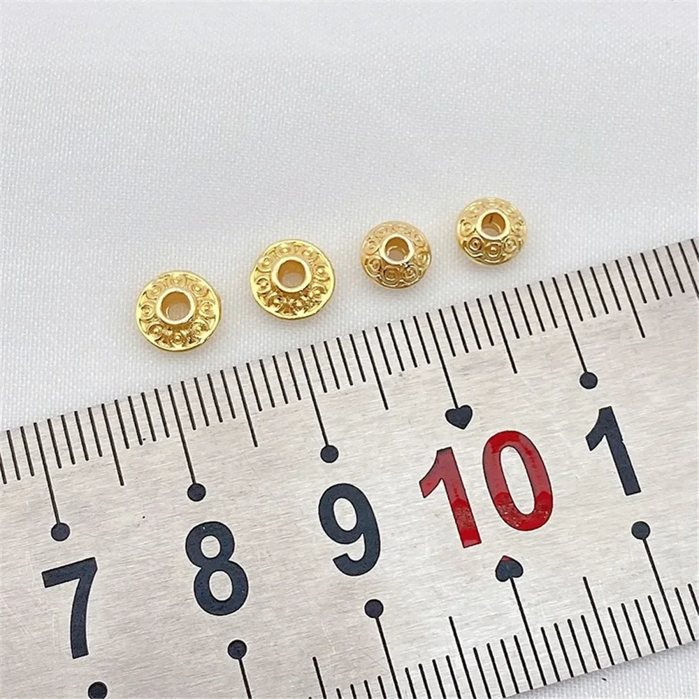 

18K Gold Colored Patterned Flying Saucer Shaped Spacer Beads Handmade DIY Jewelry Accessories Bracelet Necklace Bead Washer