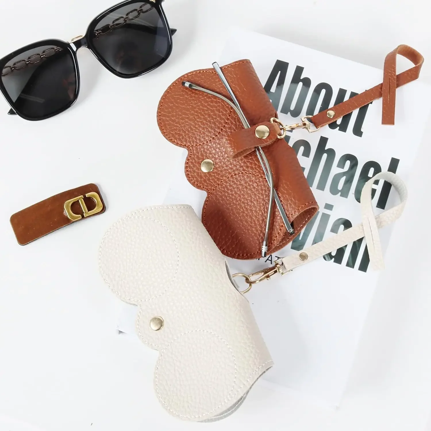 Soft Leather Sunglasses Bag Eyewear Case Container Storage Box Portable Hanging Glasses Bag Anti-Compression Sunglasses Case