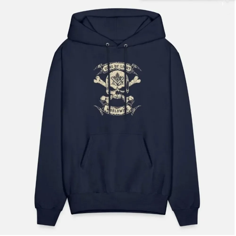 Freemasons Skull Son of Light World Wide Masonic Pullover Hoodie 100% Cotton Comfortable Casual Mens Sweatshirt Retro Streetwear