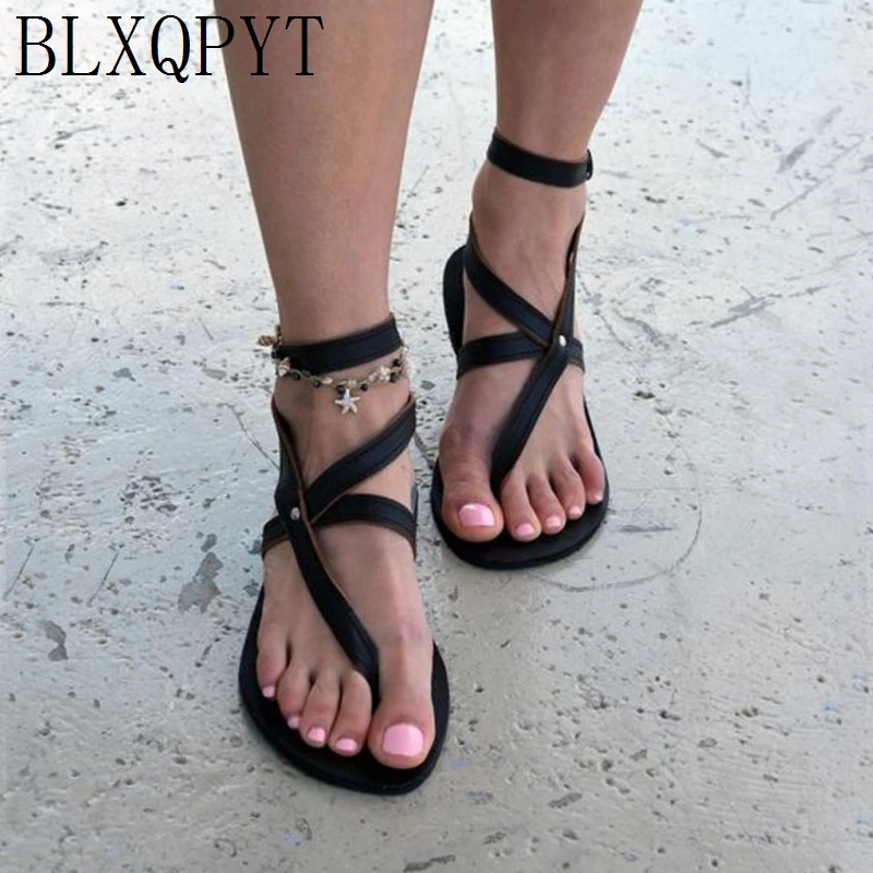 BLXQPYT 2019 shoes Women Flat Sandals Beach Casual Flip Flop Plus Size 34-52 Sandals Summer Shoes Woman Chaussures Femme 1930