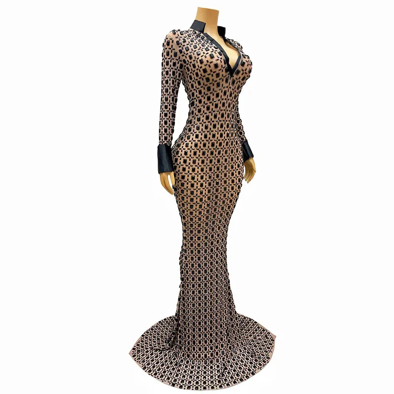 Banquet Trailing Slim Fit Singer Performance Dress Model Catwalk Banquet Party Vestidos De Mujer Elegantes Para Fiesta Robe Fête