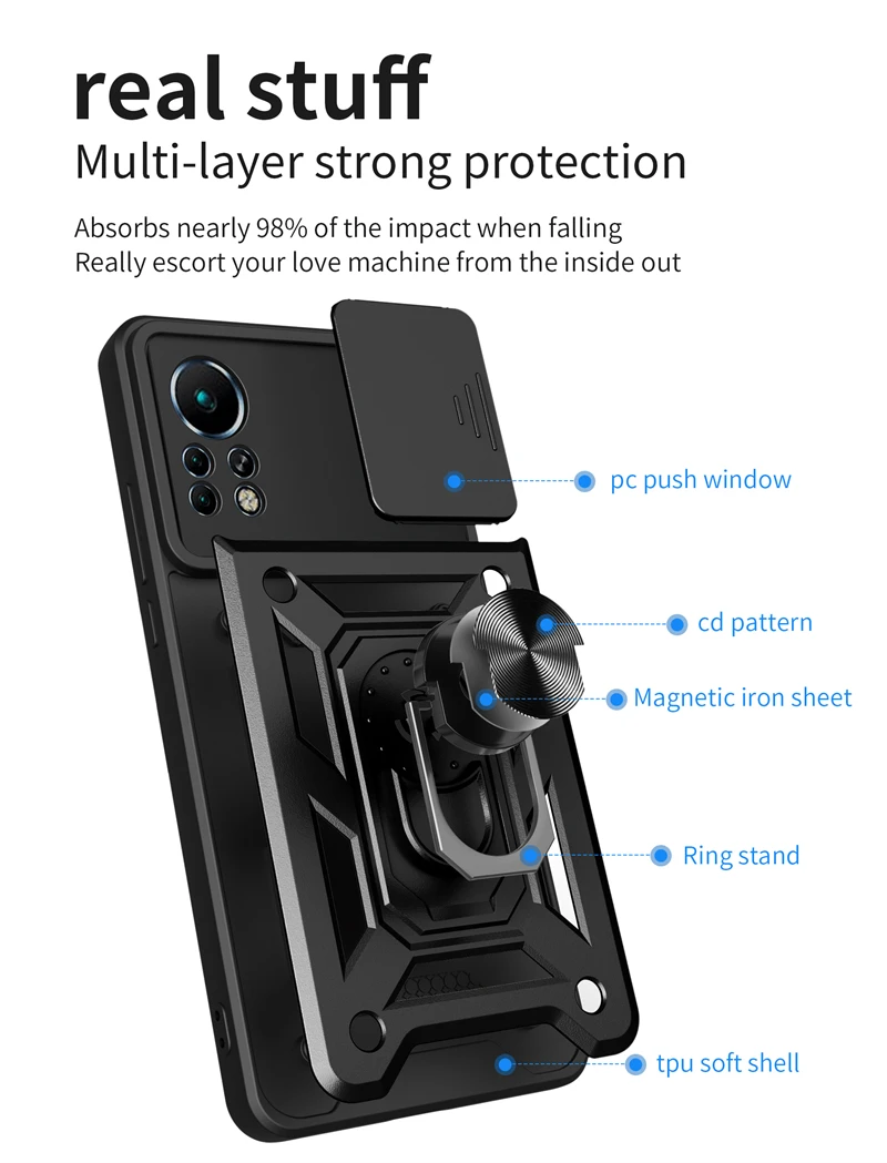 For Infinix Note 11 Pro Case Magnetic Ring Holder Armor Phone Case For Infinix Note 11 Note 11Pro Slide Camera Lens Back Cover