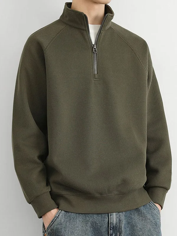 

Men's Loose Fit Long Sve Hoodie Zipper Collar Sweatirt Autumn Winter plus Size Comfortable Polyester Antimicrobial Top