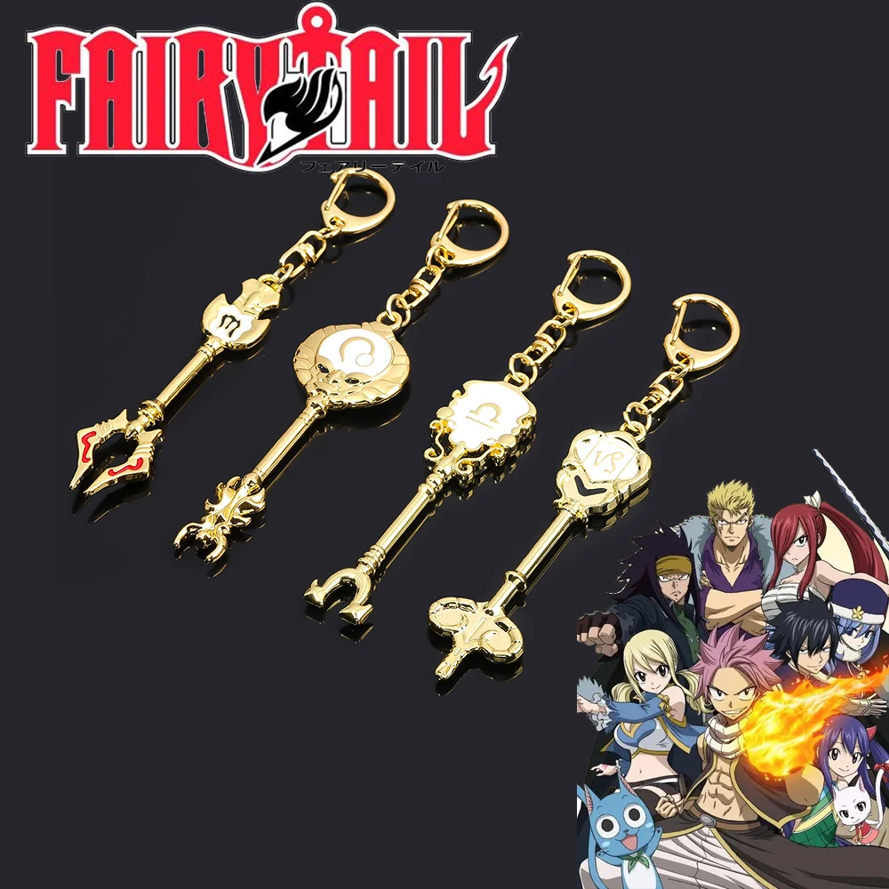 Anime FAIRY TAIL12 Constellation Lucy Zodiac Star Spirit Magician Summons KeyChain Cosplay Pendant Key Men Women Bag Jewelry