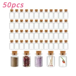 50/10Pcs Mini Clear Glass with Cork Transparent DIY Art Craft Message Bottle Empty Wishing Bottles Xmas Wedding Party Decoration