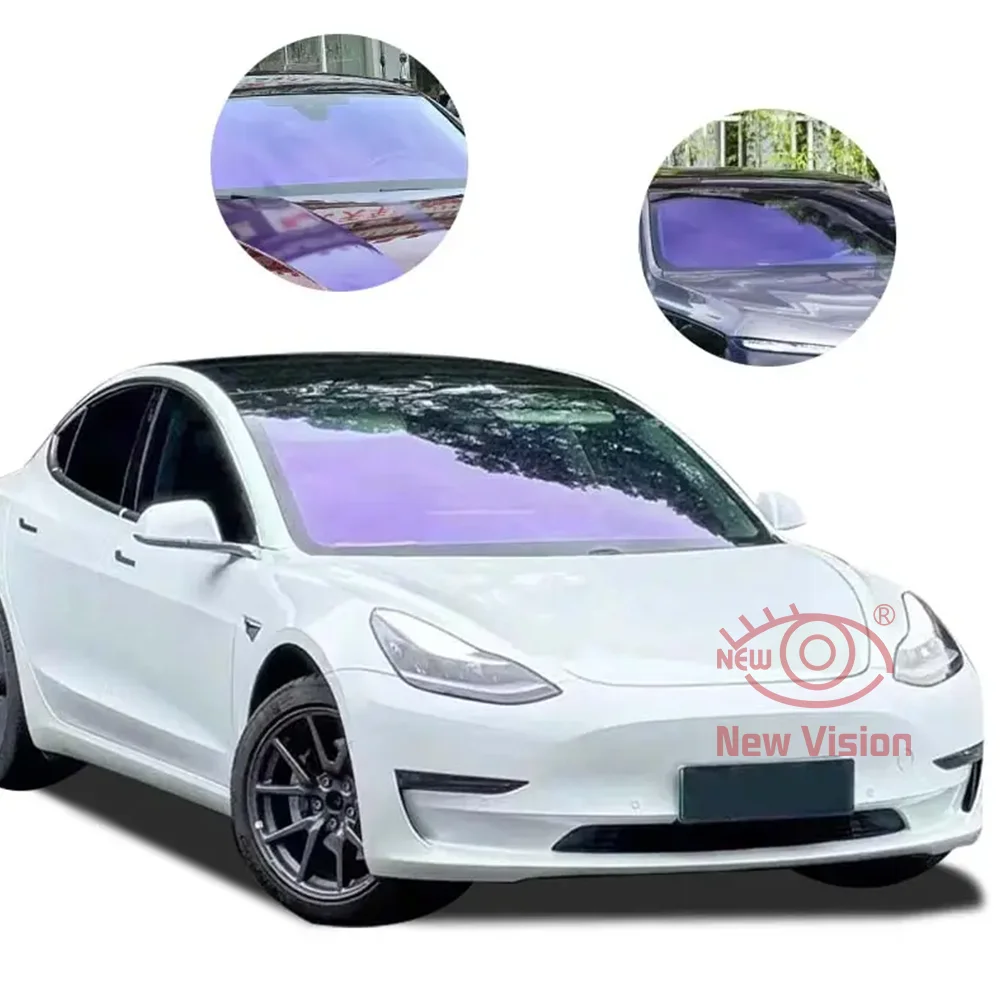 

1 м X 5 м VLT80% Хамелеон Фиолетовая пленка высокой четкости для тонировки окон Высокая изоляция УФ-излучения Тонировка лобового стекла Пленка-хамелеон