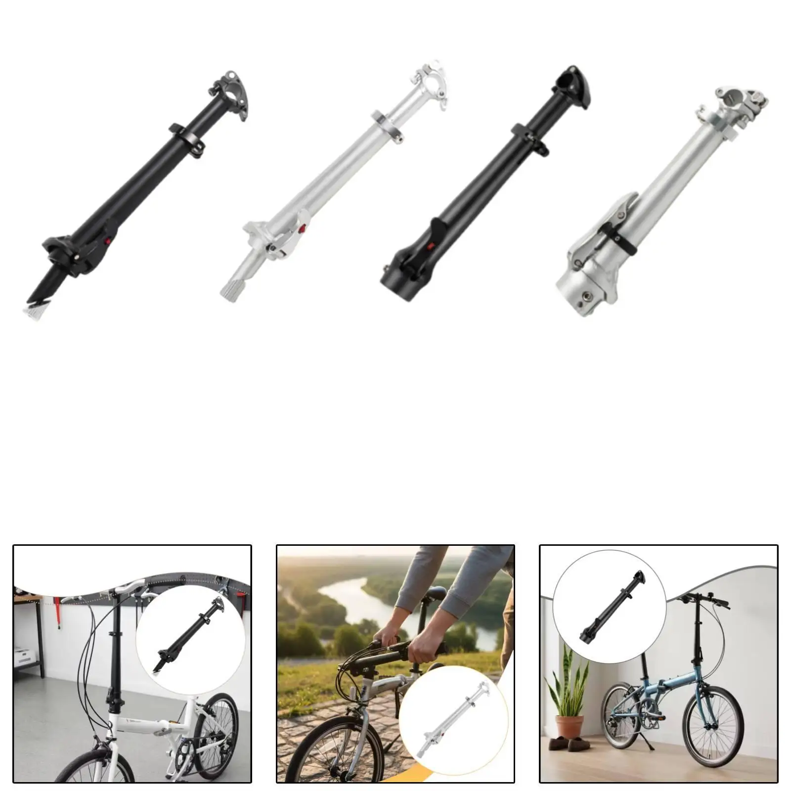 Adjustable Aluminum Folding Bike Stem Handlebar Riser Lightweight Bicycle Part for DIY Bike Accessories