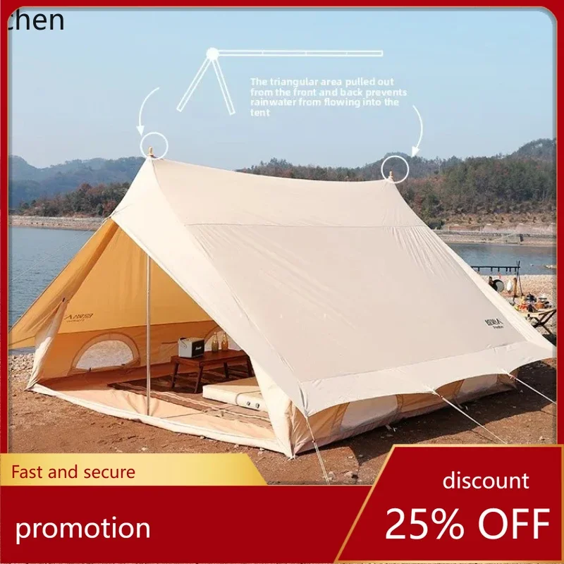 HYS Outdoor Tent Rainproof Luxury Villa Camping Tent Thickened Cotton Fabric Large Camping