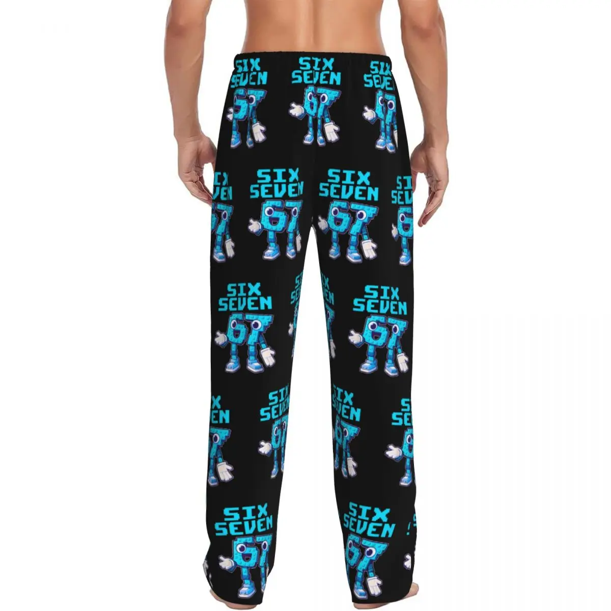 กางเกงนอนลายตลกๆ รุ่น Custom 67 Six Seven Brainrot สำหรับผู้ชาย ผ้าสแปนเด็กซ์ มีกระเป๋า