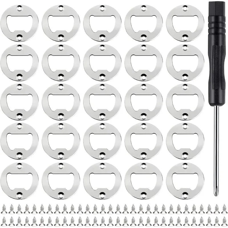 Bottle Opener Insert 80 Sets Stainless Steel Inserts Kit with Screws Screwdriver for DIY Resin Mould Kit Hardware Parts Supply