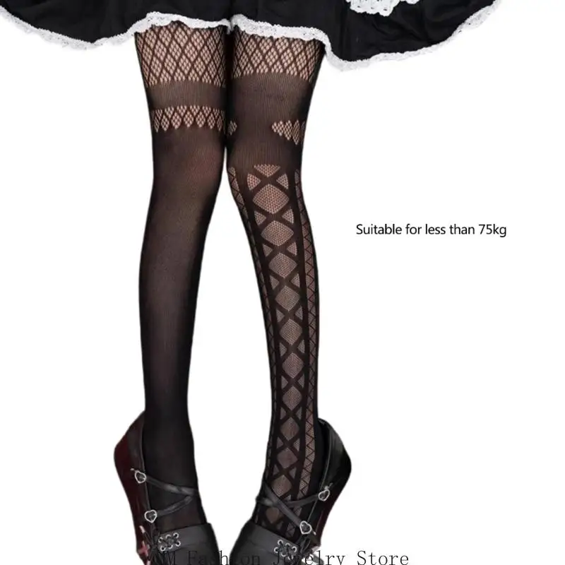 D0UB Women Fishnet Leggings جوارب الجوارب الجوارب الجوارب الجوارب الجوارز غير المتناظرة