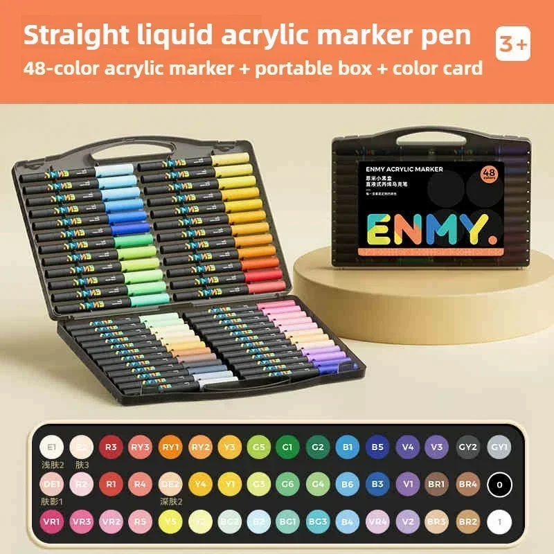 ENMY Black Box Direct Flüssige Acrylmarker mit Papier, 24–80 Farben, weicher Kopf, bunter Malstift, DIY-Farbmarker