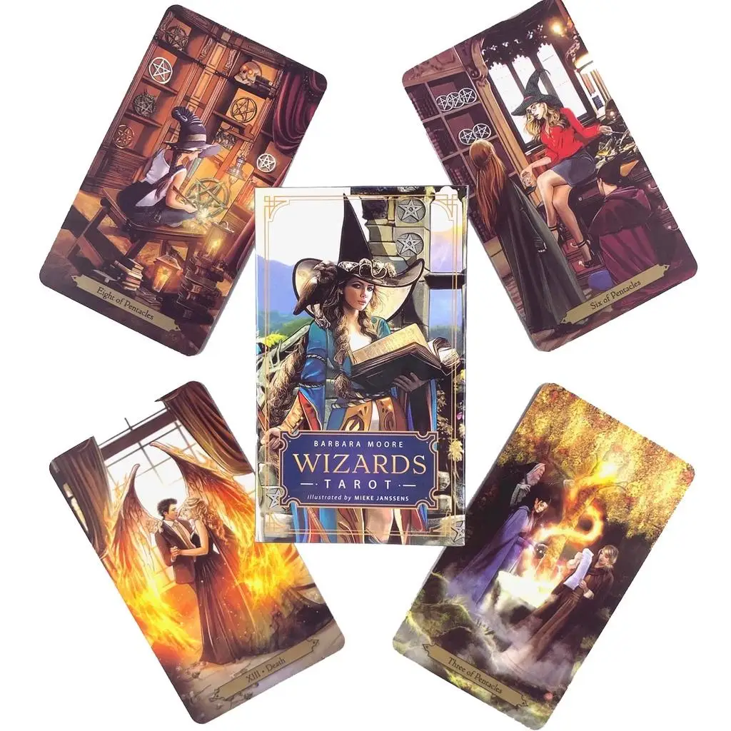 10,3 * 6 cm Wizards Tarot Deck Wróżenie Proroctwo 78 sztuk kart z przewodnikiem PDF